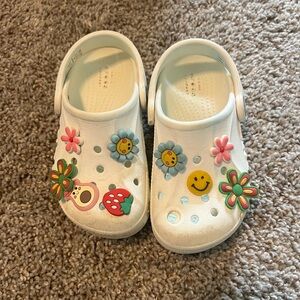 Kids White Crocs with Colorful Charms